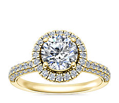 Rollover Halo Diamond Engagement Ring in 14k Yellow Gold